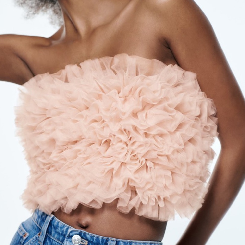 Pink tulle Zara top